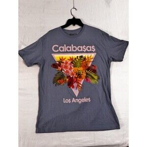 Calabasas Los Angeles Floral Graphic T Shirt Gray Streetwear Size Large